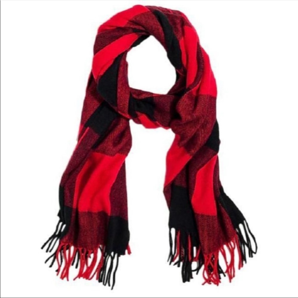 J Crew Factory Women One Size Classic Buffalo Check Plaid Scarf Fringe